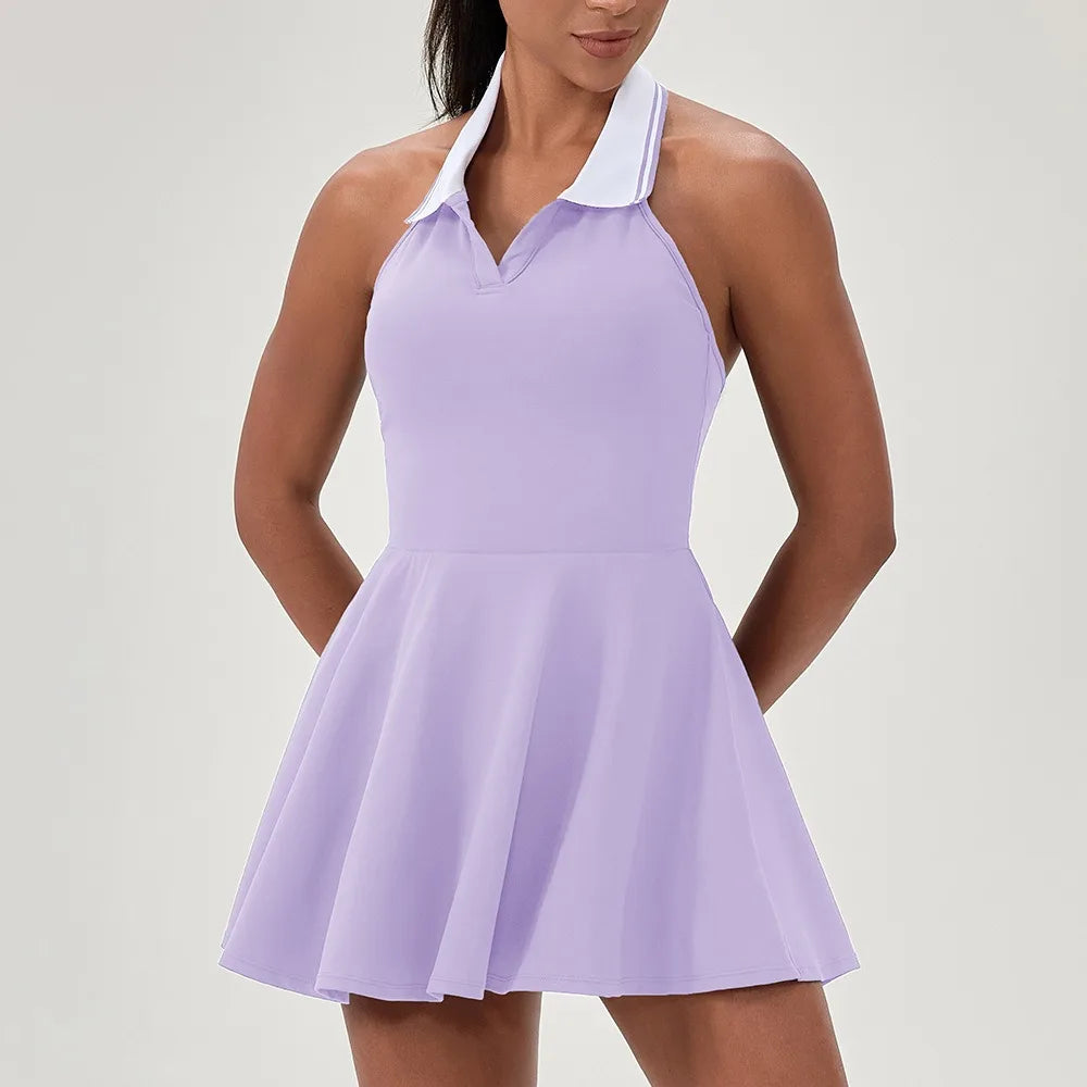 Vestido Feminino de Treino Gola Polo e Frente Única em Poliéster e Elastano – Larissa