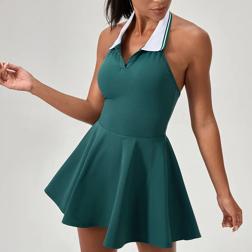 Vestido Feminino de Treino Gola Polo e Frente Única em Poliéster e Elastano – Larissa
