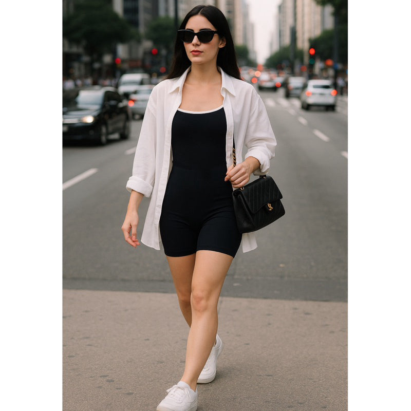 Macaquinho Feminino de Treino Academia Alça Fina em Poliéster e Elastano – Duany