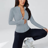 Jaqueta Feminina de Treino Gola Polo e Frente Única em Poliéster e Elastano – Larissa