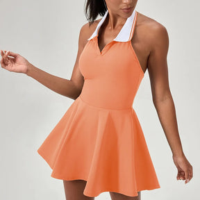 Vestido Feminino de Treino Gola Polo e Frente Única em Poliéster e Elastano – Larissa