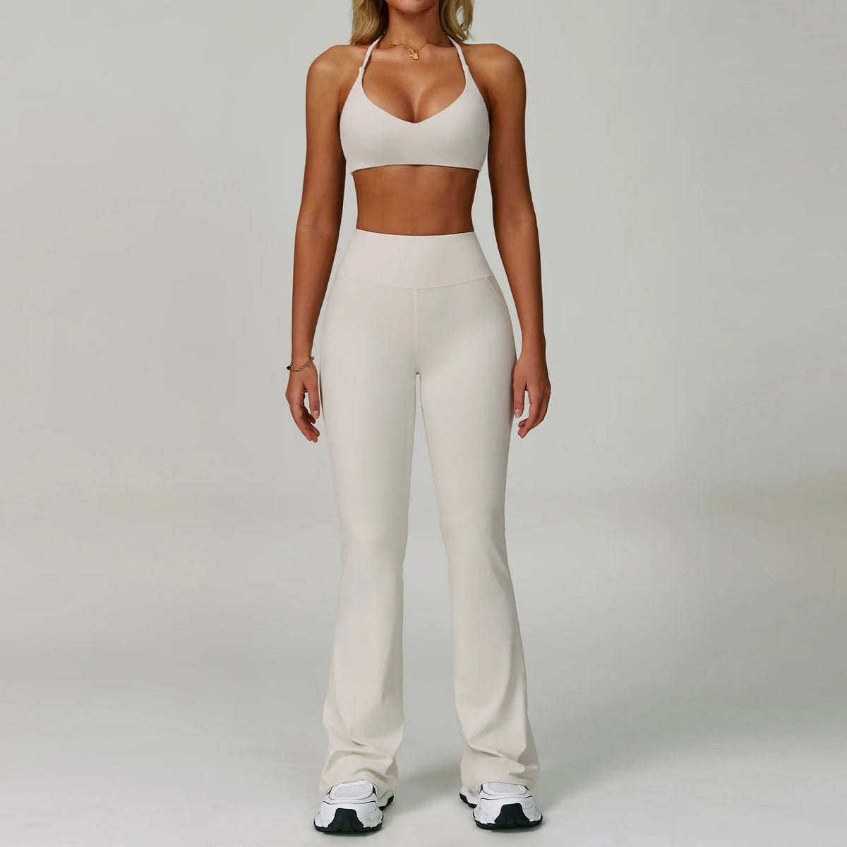 Conjunto Feminino de Treino com Legging Flare e Top em Poliamida Premium – Helen