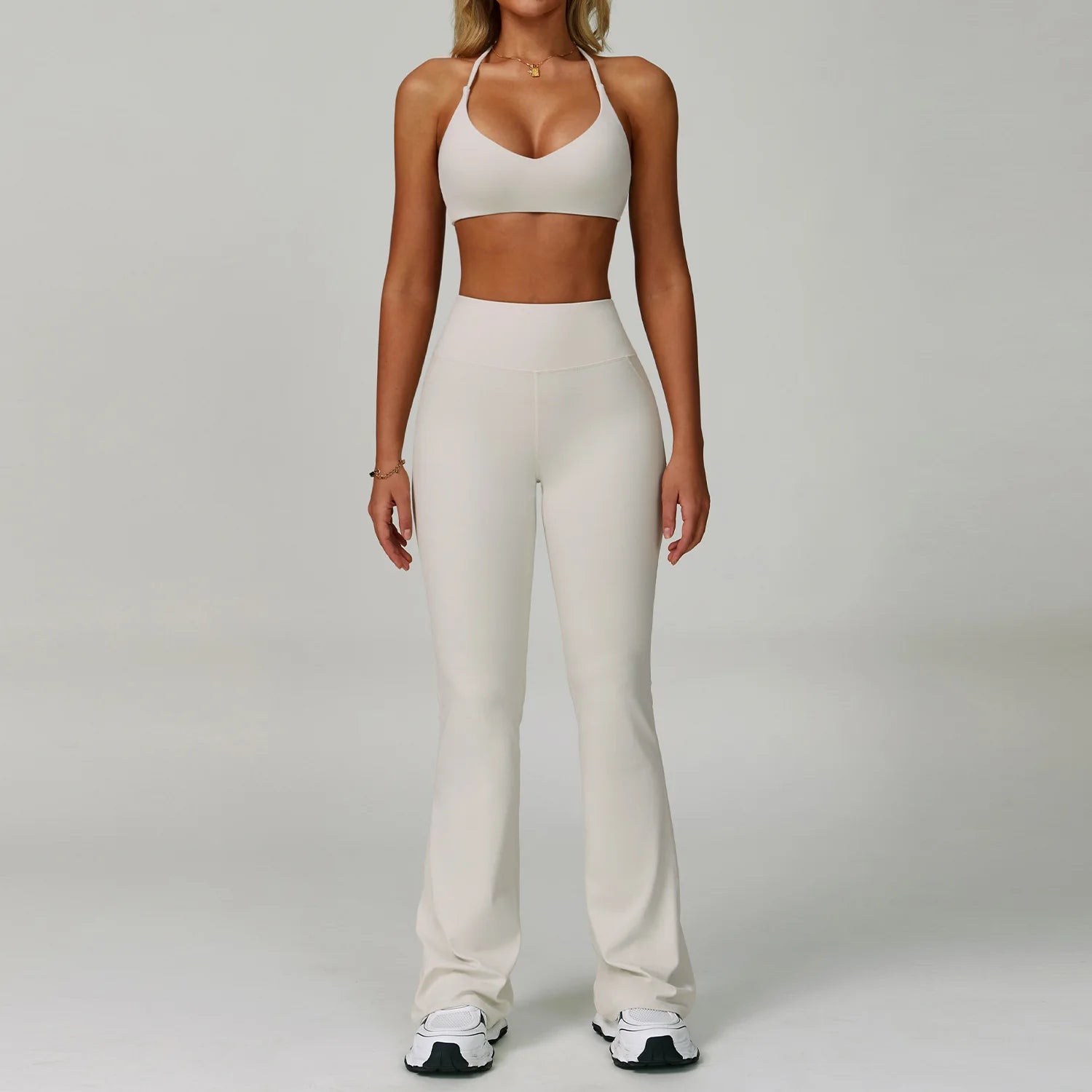 Conjunto Feminino de Treino com Legging Flare e Top em Poliamida Premium – Helen