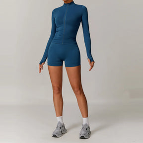 Conjunto Feminino de Treino 2 ou 3 Peças em Poliéster e Elastano – Eva